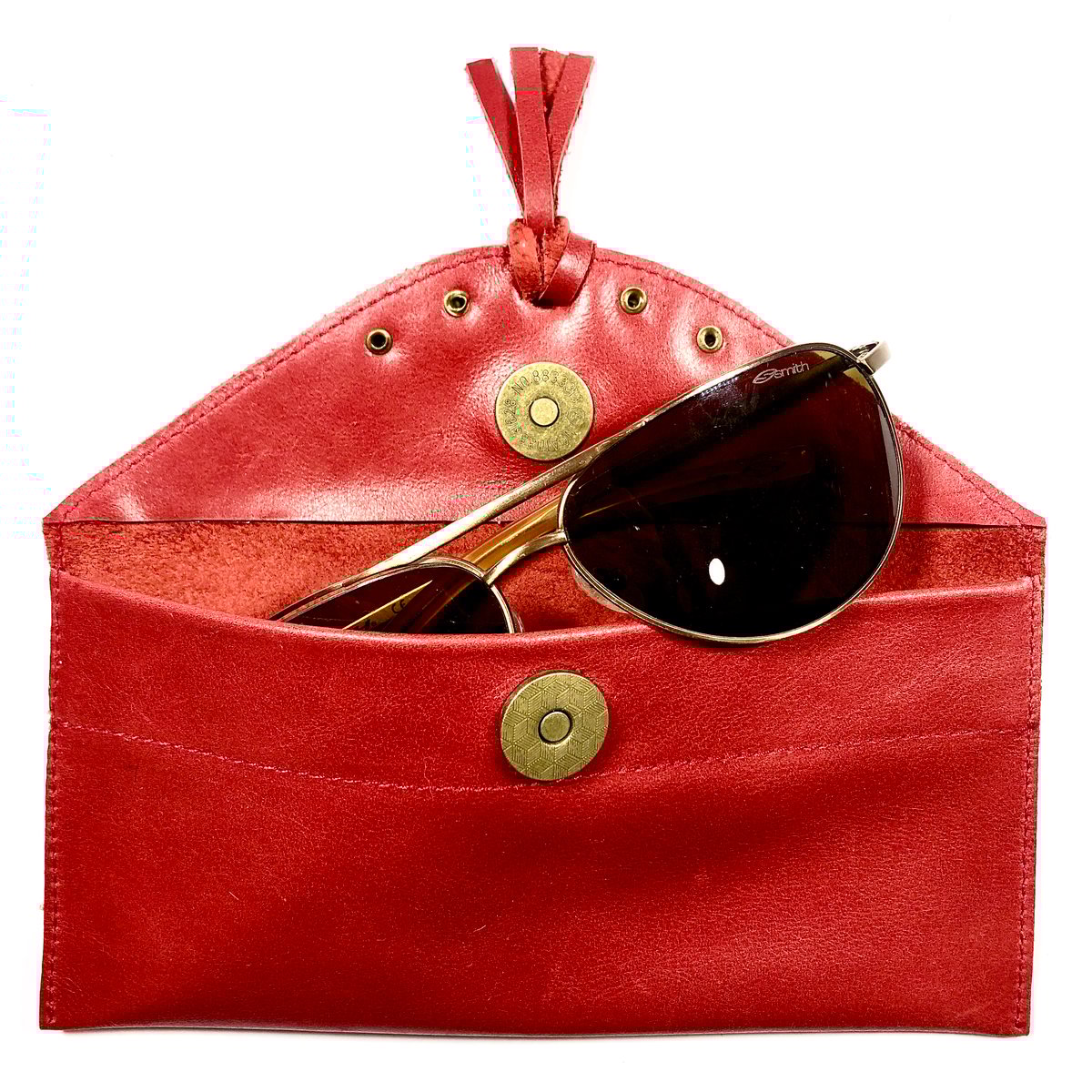 Image of Sunglasses case in red with tassel