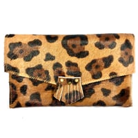 Image 1 of Mini clutch in leopard fur with fringe