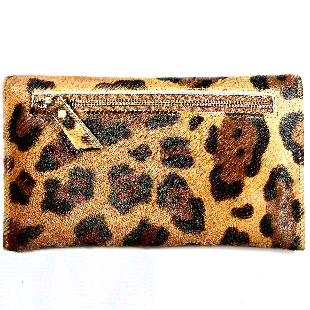 Image of Mini clutch in leopard fur with fringe
