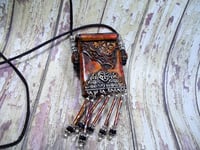 Image 2 of Orange and Brown Fringed/ Prayer/secret message/Pillbox/ Stash Necklace Polymer Clay functional Art 