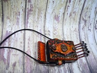 Image 3 of Orange and Brown Fringed/ Prayer/secret message/Pillbox/ Stash Necklace Polymer Clay functional Art 