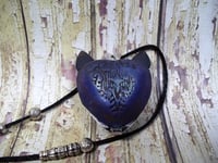 Image 4 of "Creepy Cleo the Cat" Polymer clay art necklace, Royal Blue,Black