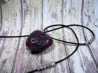 Image 2 of Pulple/ Red Heart with Gold Evil Eye Polymer Clay Art jewelry Locket Necklace/prayer box/stash box