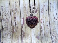 Image 4 of Pulple/ Red Heart with Gold Evil Eye Polymer Clay Art jewelry Locket Necklace/prayer box/stash box