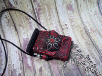 Image 1 of Red and Black "Gothic Forest" Polymer Clay Art jewelry Necklace Prayer Box/Pill box/stash box