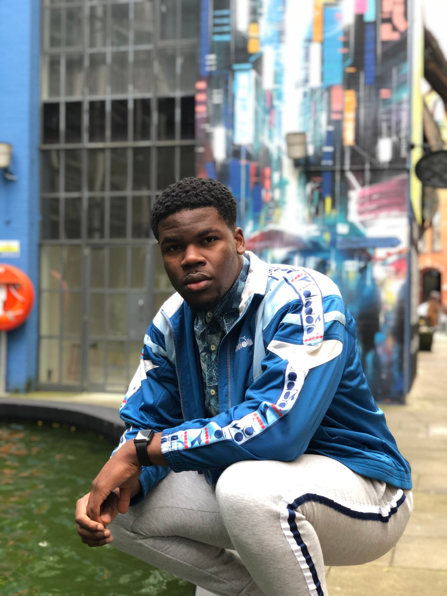 Image of Vintage 90s Style Diadora Track Jacket in Blue