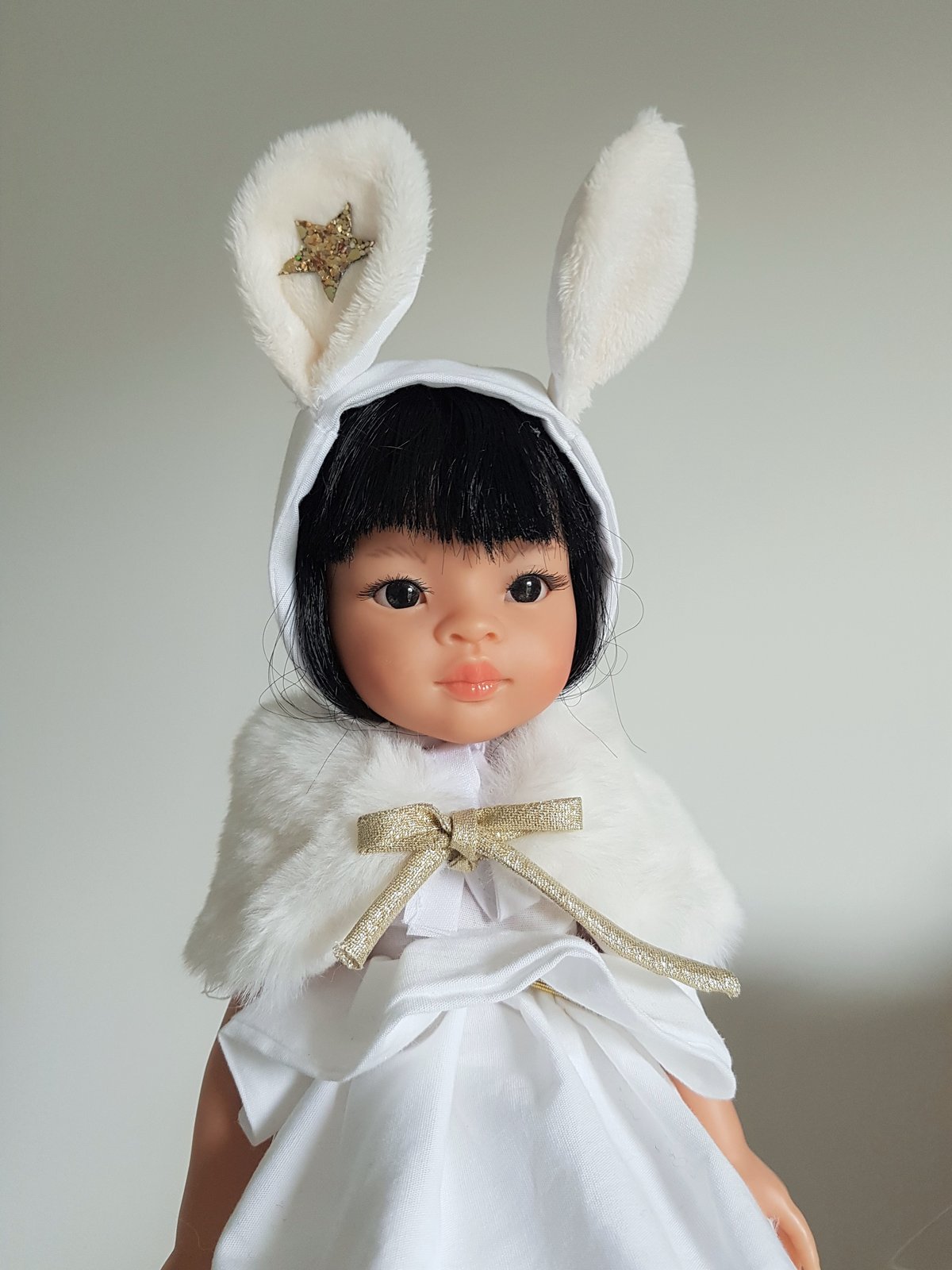 Image of COLLECTION poupées de Noël-CAPE fourrure et noeud doré