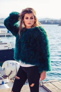 Image 1 of Emerald Green Feather Jacket 