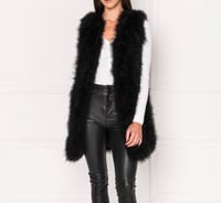 Black long feather gilet