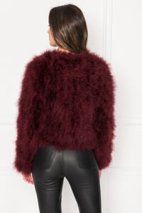 Image 3 of Wine Red Feather Jacket 