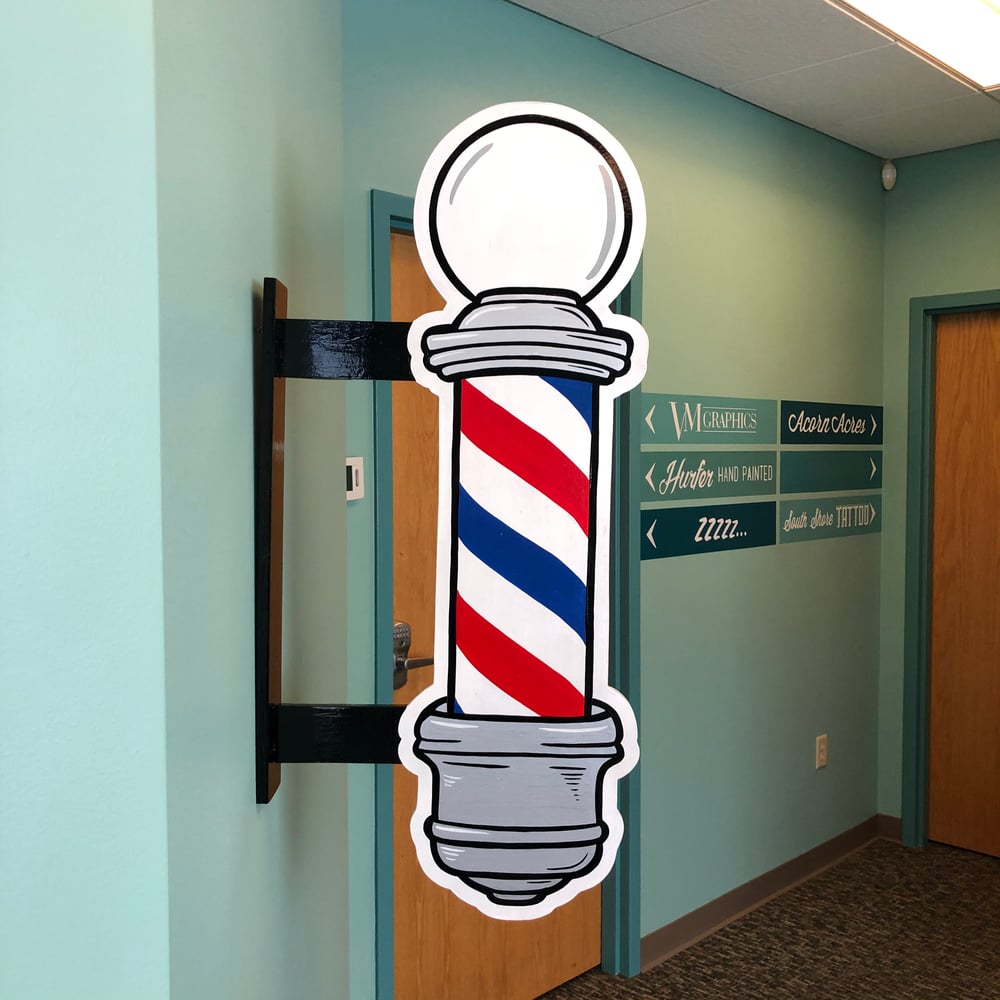 Double sided barber pole blade sign