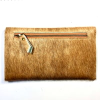 Image 3 of Mini clutch in tan fur with fringe