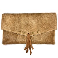 Image 1 of Mini clutch in tan fur with tassel