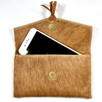 Image 2 of Mini clutch in tan fur with tassel