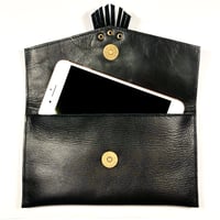 Image 2 of Mini clutch in black with fringe