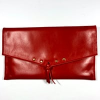Image 1 of Mini clutch in red with tassel