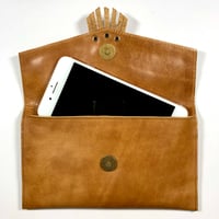 Image 2 of Mini clutch in tan with fringe