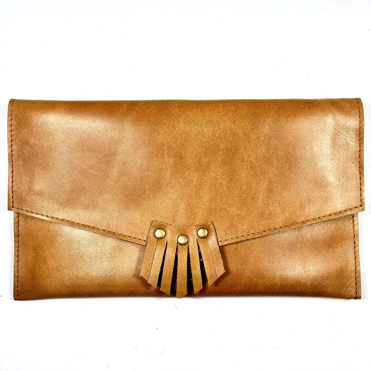 Image of Mini clutch in tan with fringe