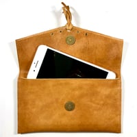 Image 2 of Mini clutch in tan with tassel