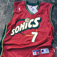 Image 1 of Original Vintage Champion Rashard Lewis Signed Pro Cut Jersey.