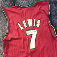 Image 2 of Original Vintage Champion Rashard Lewis Signed Pro Cut Jersey.