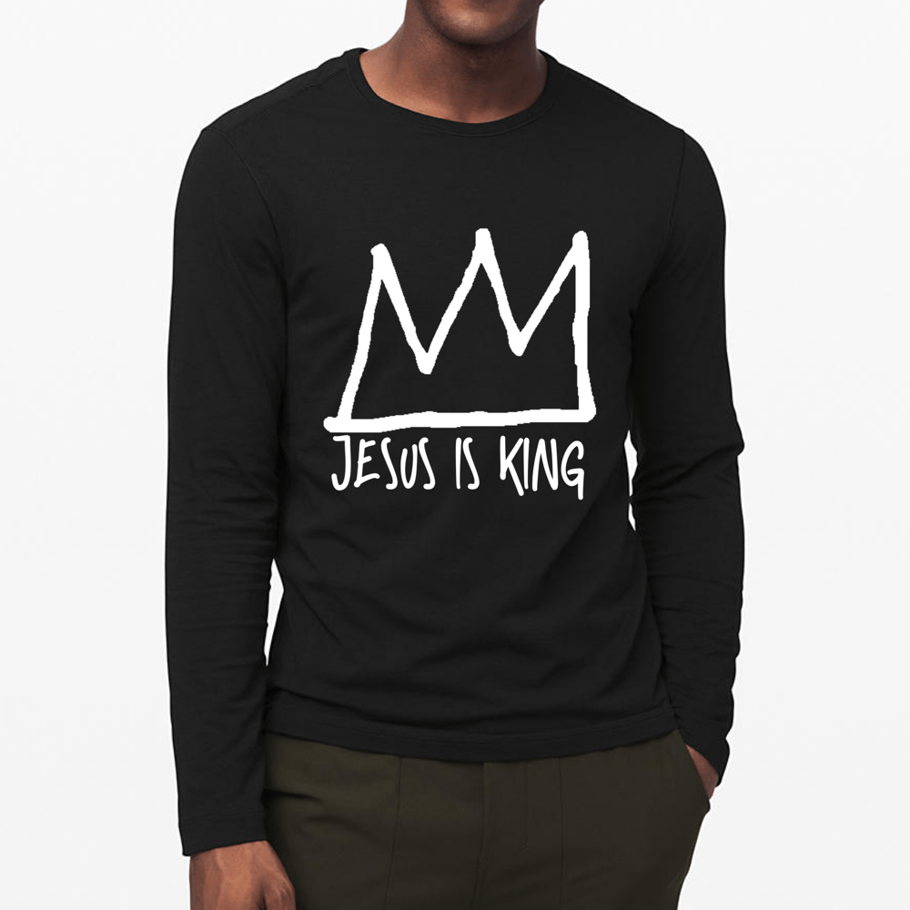 Image of Jesus Is King Long Sleeve T-Shirt (Black T/White Logo)