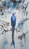Le Paon, l'oiseau sacré du Rajasthan / 40 x 50 cm
