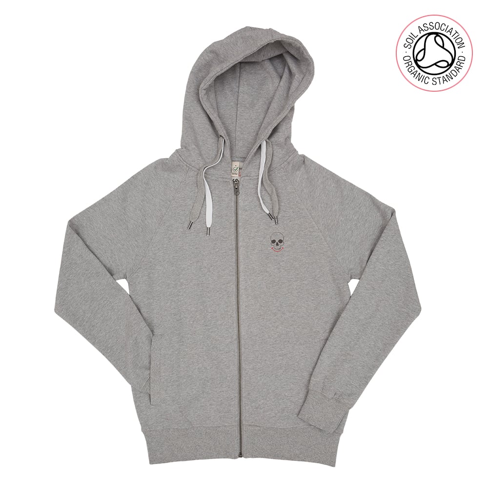 3 Skull Unisex Back Print Zip-Up Hood (Organic)