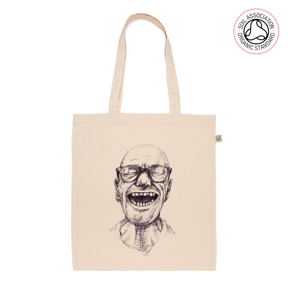 Laughing Man Natural Cotton Tote Bag (Organic)