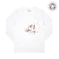 Image 1 of Smoking Skull Unisex White Heavyweight Long Sleeve T-Shirt (Organic)