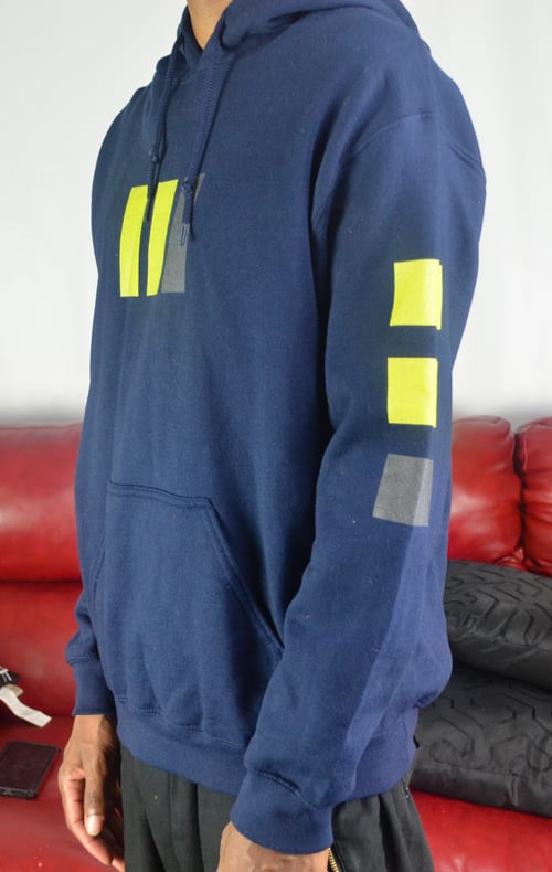 Image of Navy Blue Hoodie ( yellow, grey)