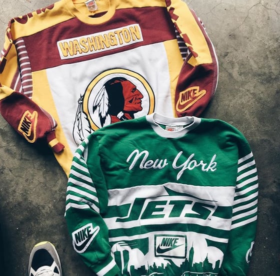 Image of Original 90’s Nike “Skyline” Jets & Redskins Crewneck.