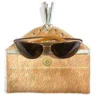 Image 2 of Sunglasses case in tan fur with tassel