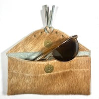 Image 3 of Sunglasses case in tan fur with tassel