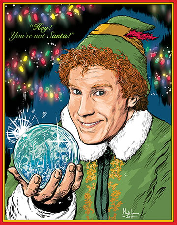 Image of Holiday Elf Guy LIMITED EDITION art print/FREE 5x7 bonus print