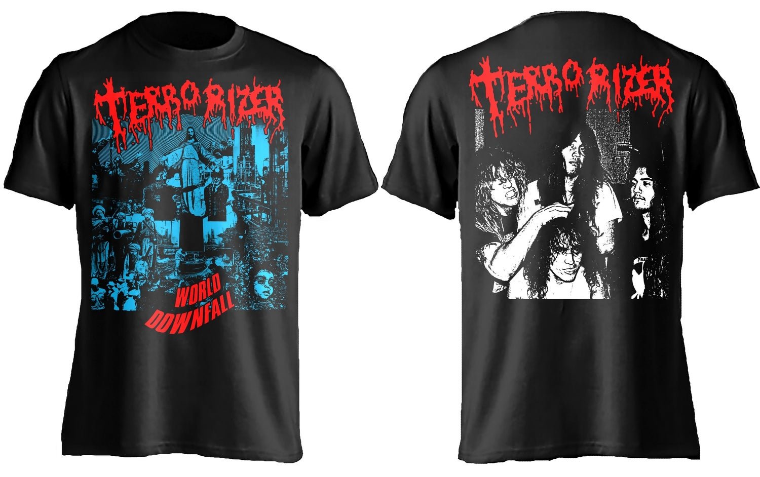 Image of TERRORIZER - World Downfall ( red and blue color art ) SS & LS