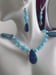 Image of BLUE CRAZY LACE OVAL BEADS NECKLACE SET