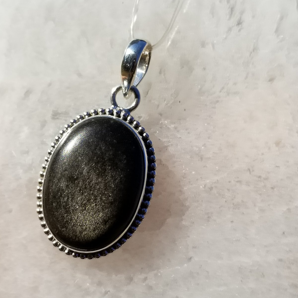 Image of Black Symphony - Sheen Obsidian Pendant in Sterling