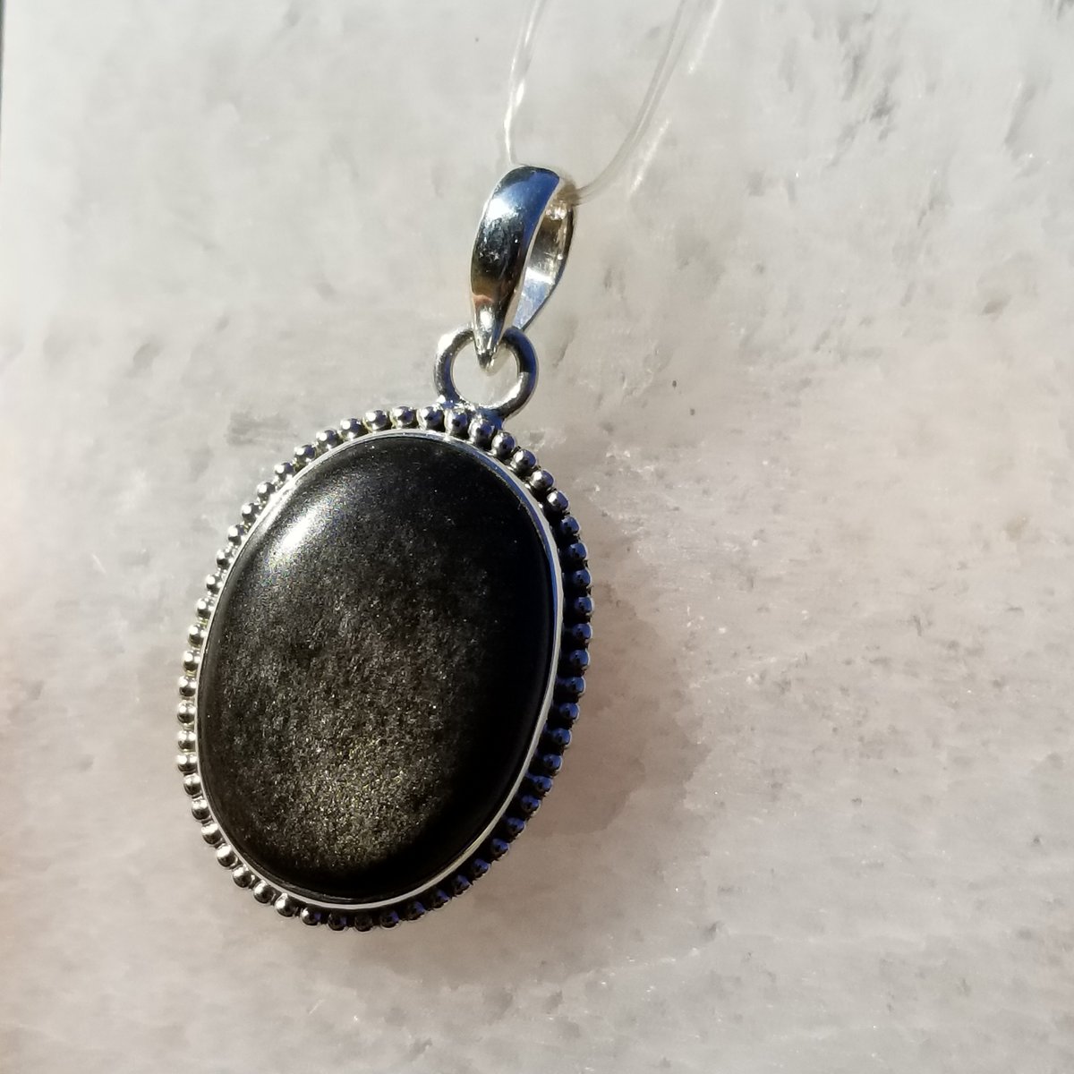 Image of Black Symphony - Sheen Obsidian Pendant in Sterling