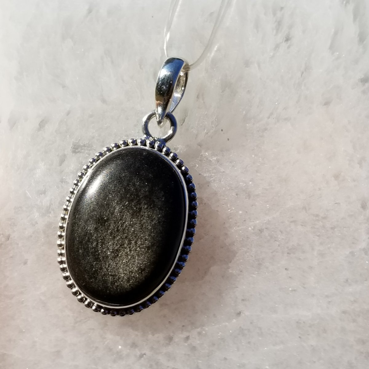 Image of Black Symphony - Sheen Obsidian Pendant in Sterling