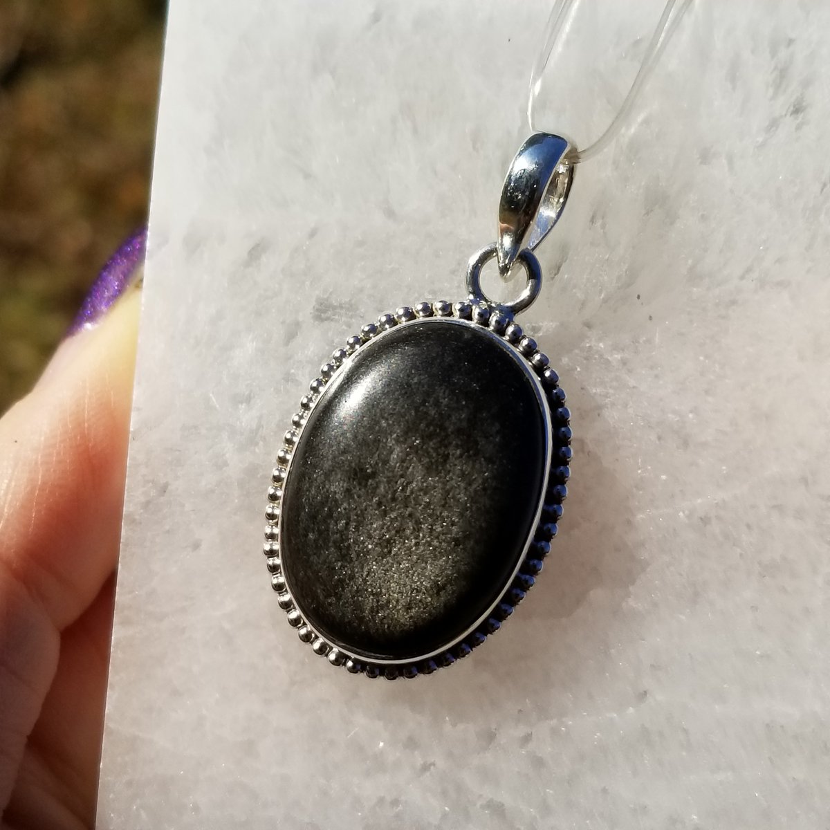 Image of Black Symphony - Sheen Obsidian Pendant in Sterling