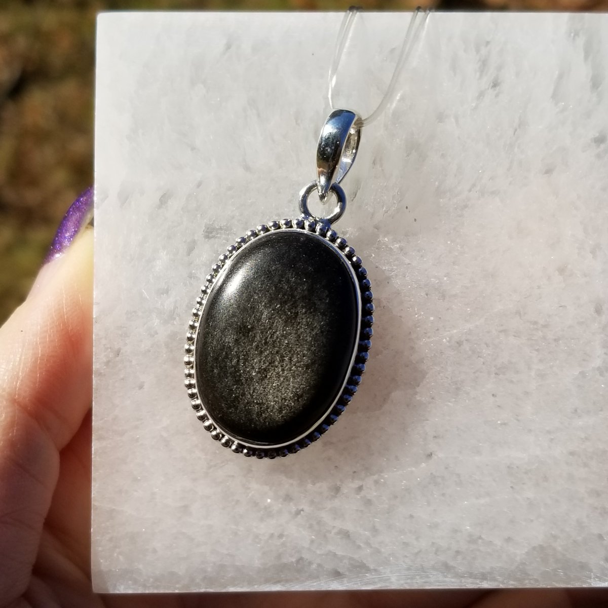 Image of Black Symphony - Sheen Obsidian Pendant in Sterling
