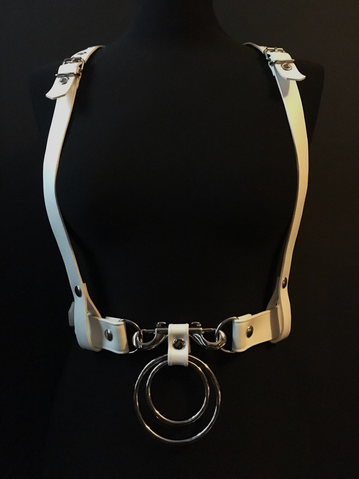 Gotte harness white vegan leather