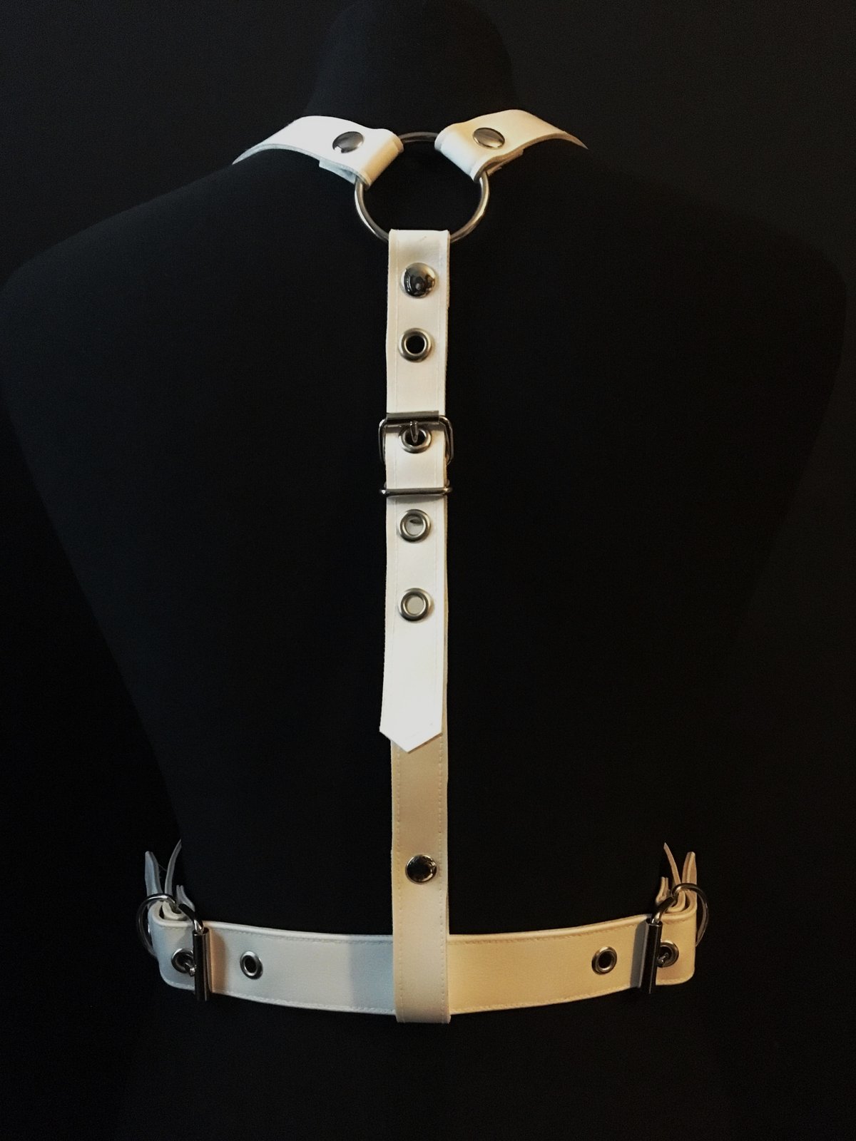Gotte harness white vegan leather