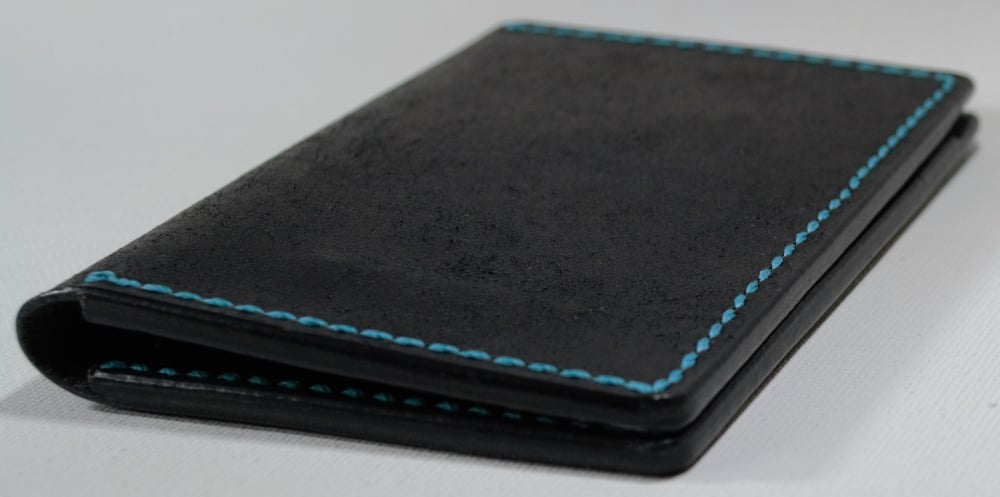 Image of Minimalist Black Italian Leather Vertical Bifold Wallet BF001