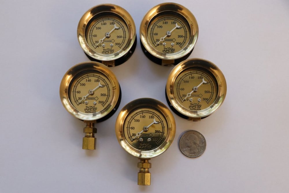 Image of 300 PSI Brass Locomotive Gauge