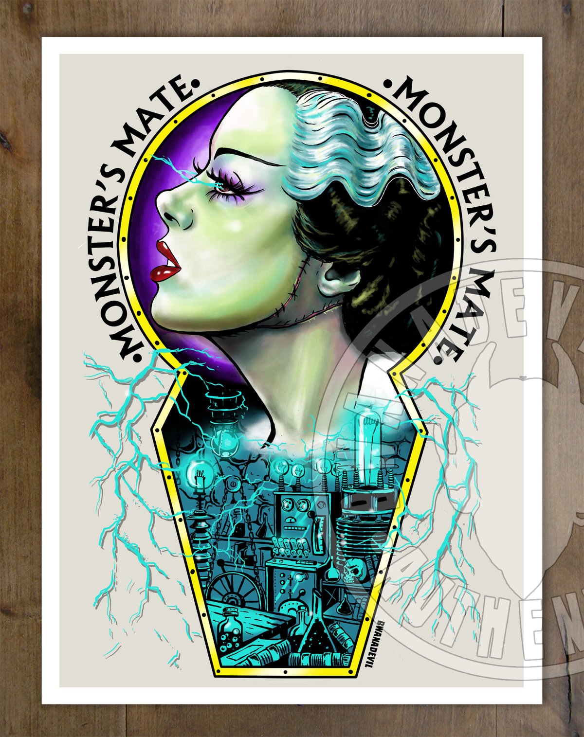 Image of Frankenstein Monster and Bride of Frankenstein set of 2 prints 