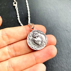 Image of Sacred Heart coin necklace