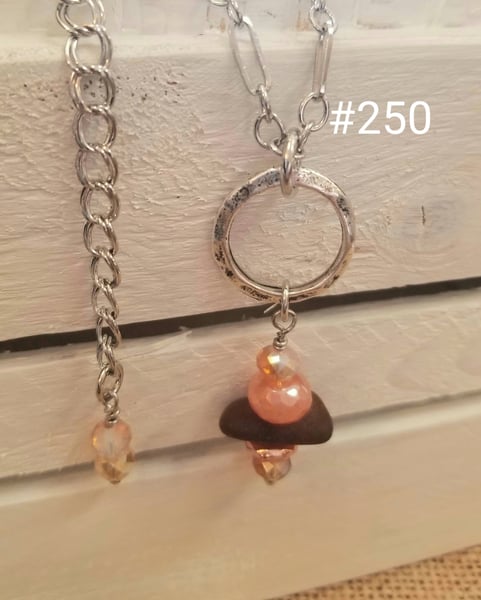 Image of Sea Glass-Agate-Copper Hematite-Necklace-#250
