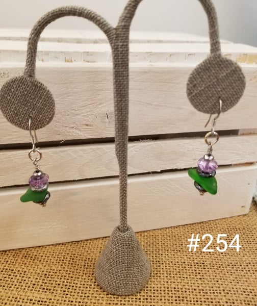 Image of Sea Glass-Ametrine Purple Crystals-Earrings-#254